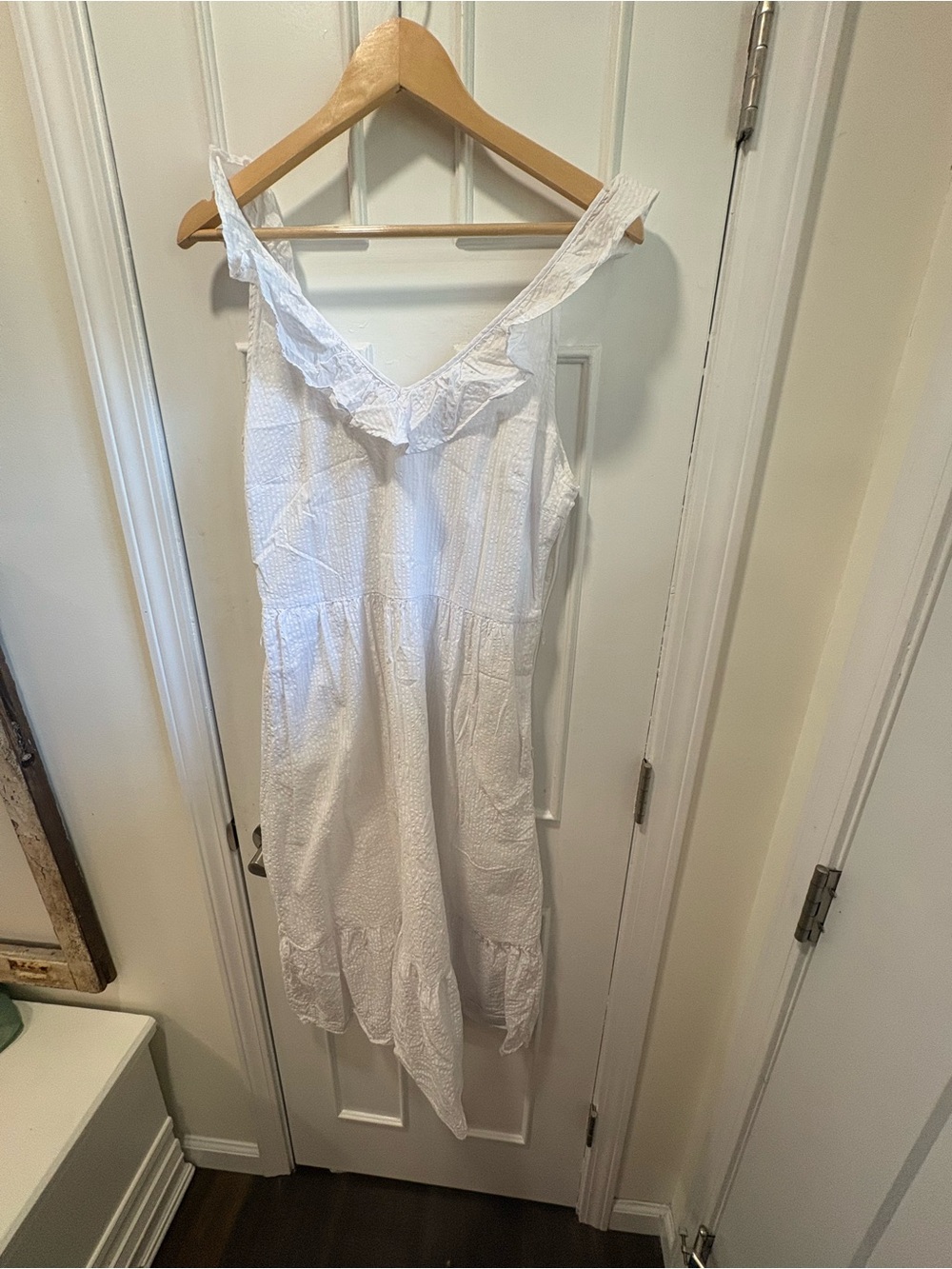 Vineyard Vines White Ruffle-Trim Midi Dress